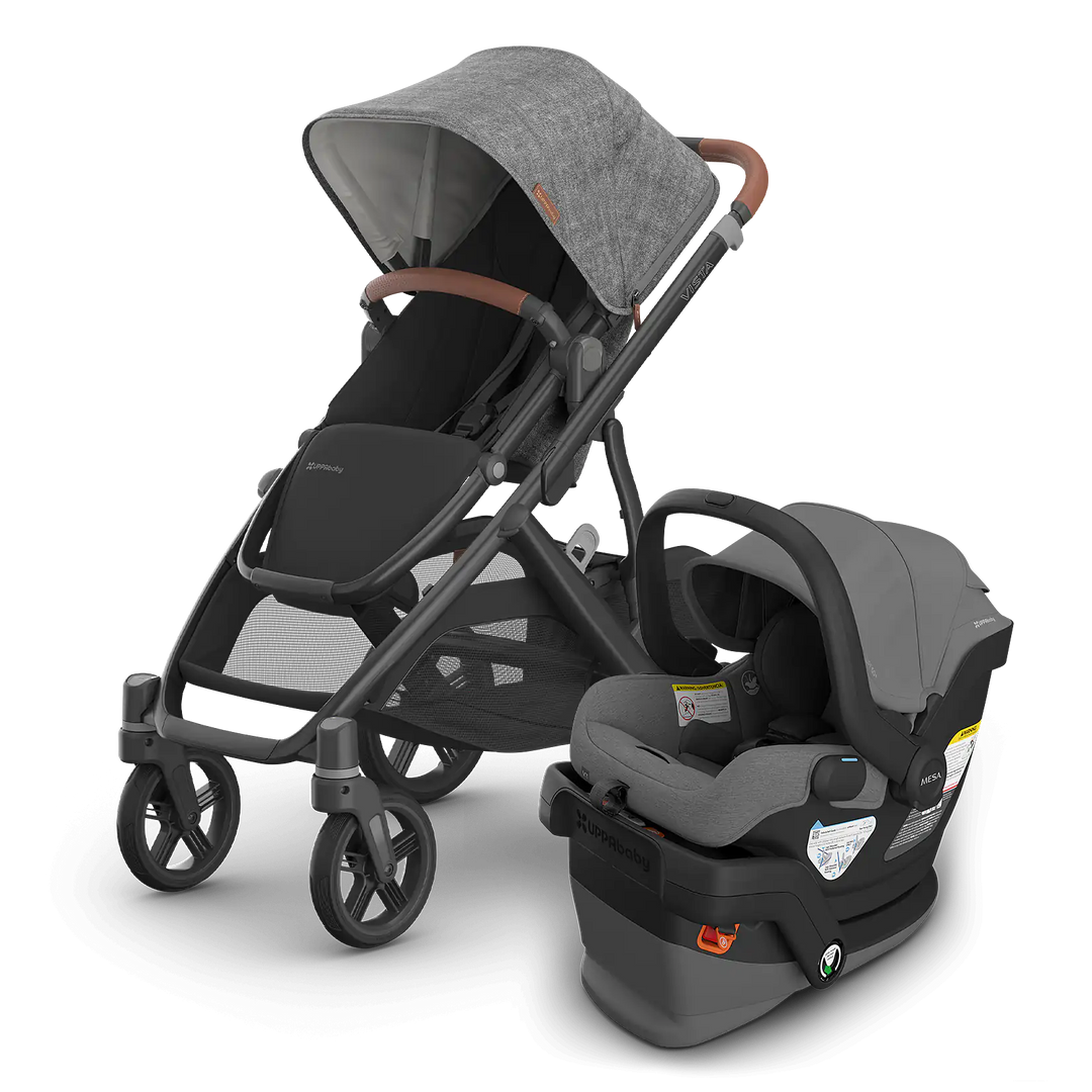 UPPAbaby Vista V3 stroller with Mesa V3 infant car seat in Greyson Charcoal Mélange, travel system