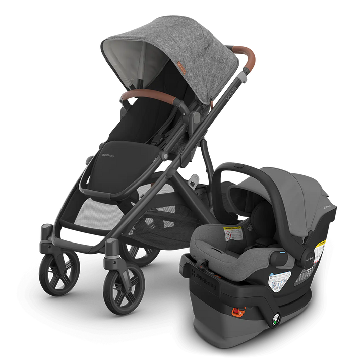 UPPAbaby Vista V3 stroller with Mesa V3 infant car seat in Greyson Charcoal Mélange, travel system