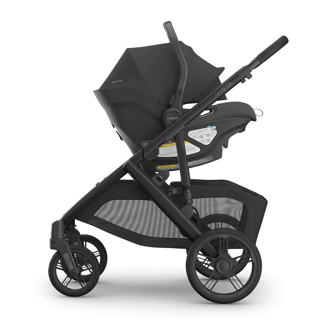 UPPAbaby Vista V3 Jake with Aria V2 Jake side view — top-rated newborn travel system from birth