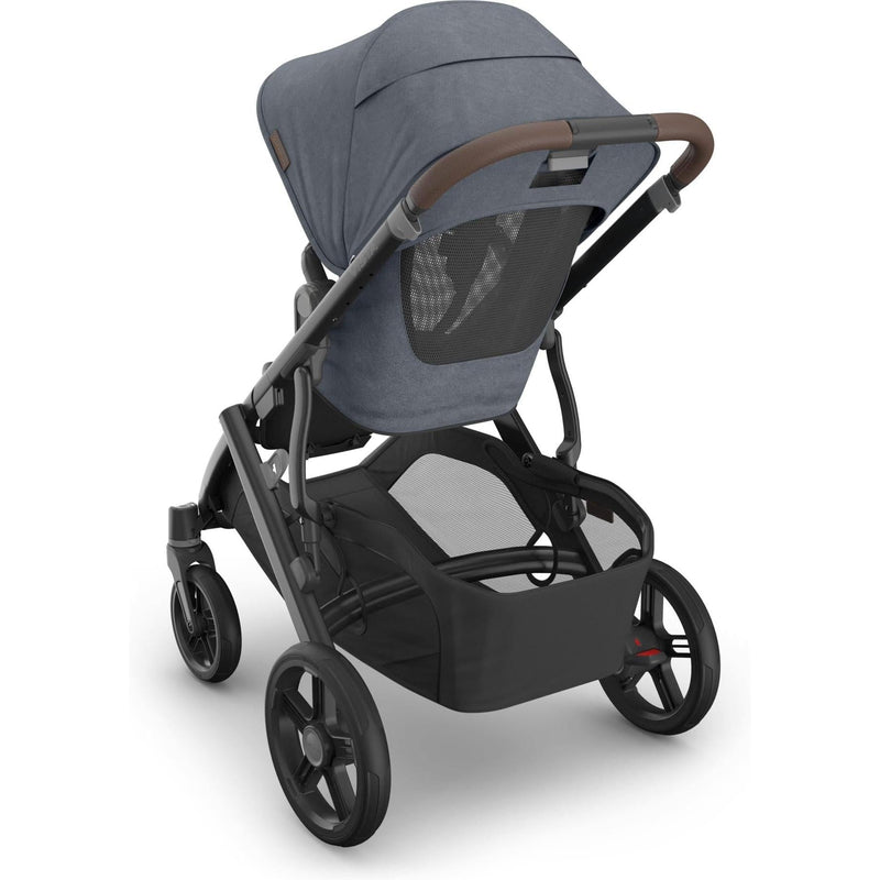 Rear view Julian Uppababy Vista V3 Stroller, travel system stroller with large canopy