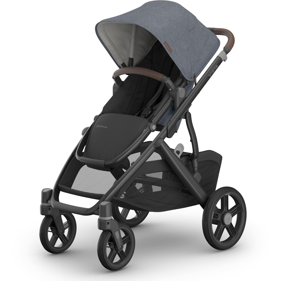 Front left angle Julian Uppababy Vista V3 Stroller, best stroller for infant comfort