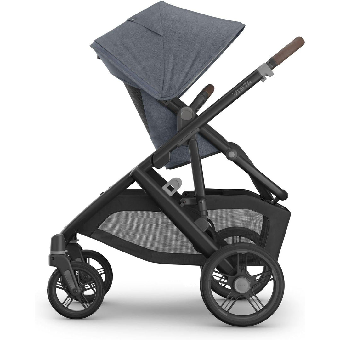 Reversed side view Julian Uppababy Vista V3 Stroller, safest stroller for growing families
