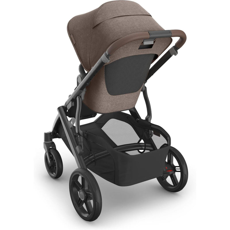 Rear view Owen Uppababy Vista V3 Stroller, travel system stroller with large canopy