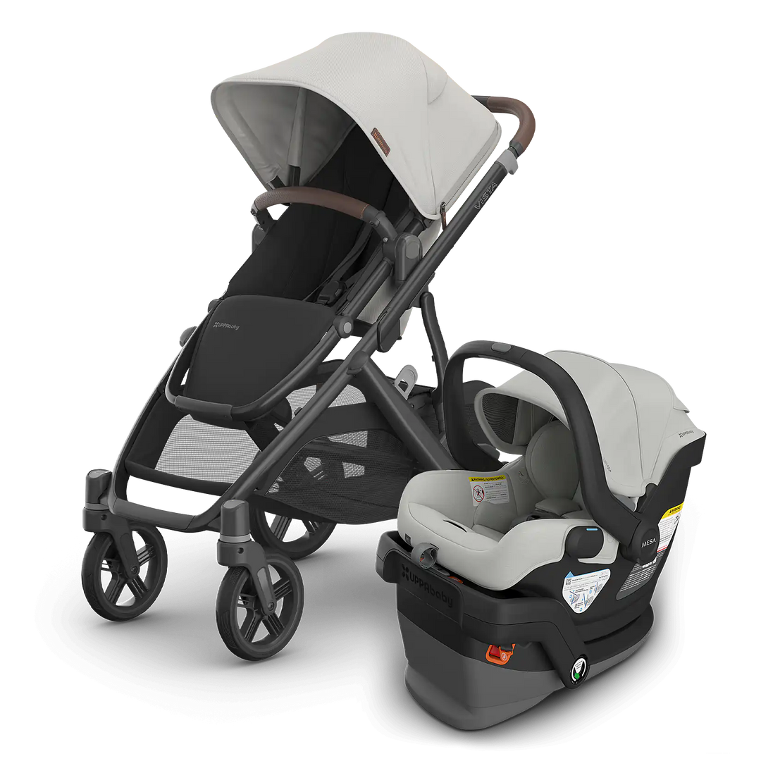 UPPAbaby Vista V3 + Mesa V3 travel system, Savannah Pearl Gray stroller and infant car seat
