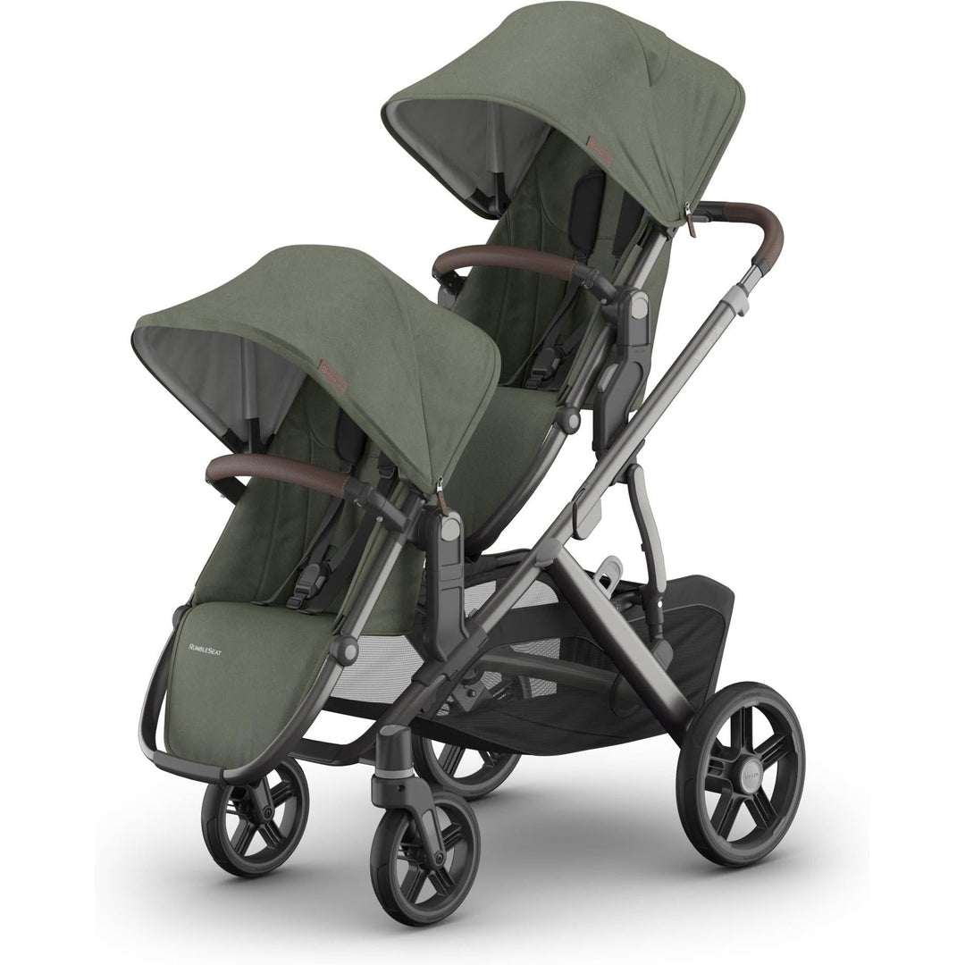 Double configuration Evelyn UPPAbaby Rumbleseat V3, stroller for growing families with sunshade