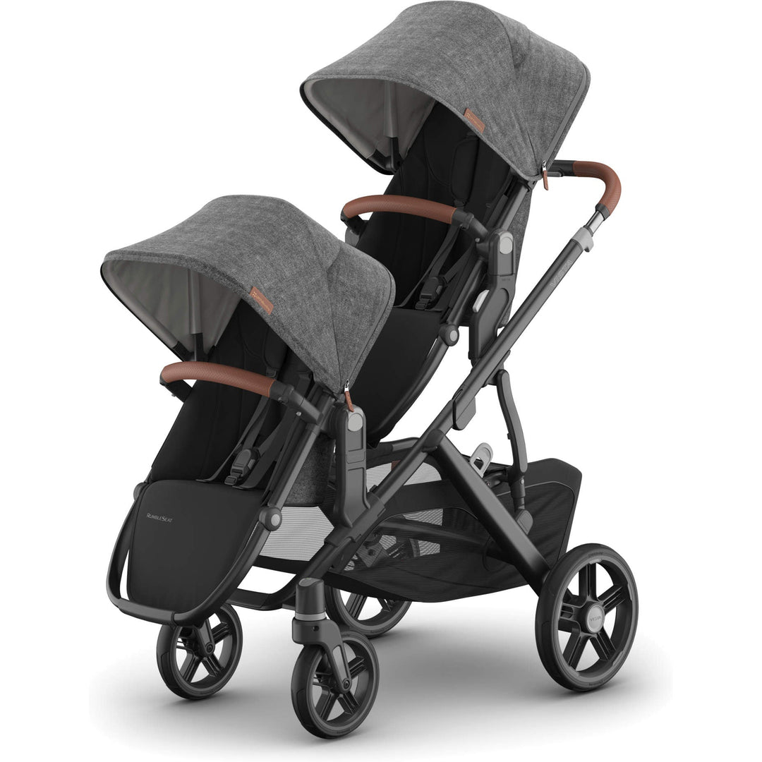 Double configuration Greyson UPPAbaby Rumbleseat V3, stroller for growing families with sunshade