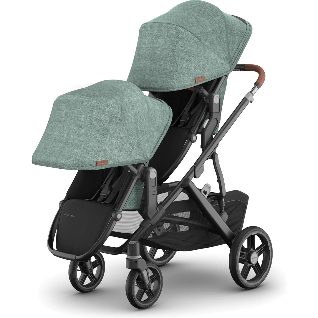 Double sunshade view Gwen UPPAbaby Rumbleseat V3, stroller seat travel system for toddler