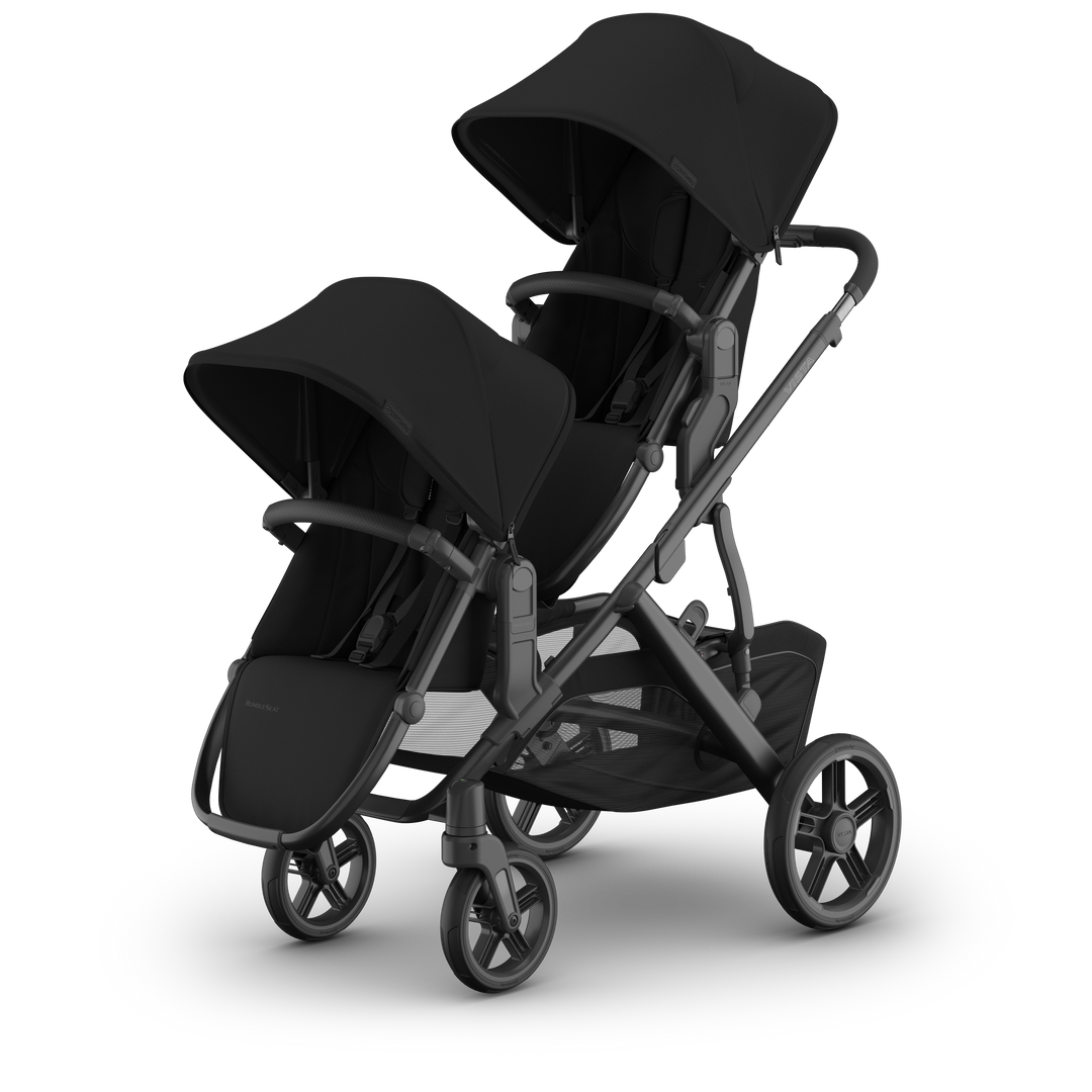 UPPAbaby Vista V3 Double Stroller James Black — all-black expandable double stroller for two children