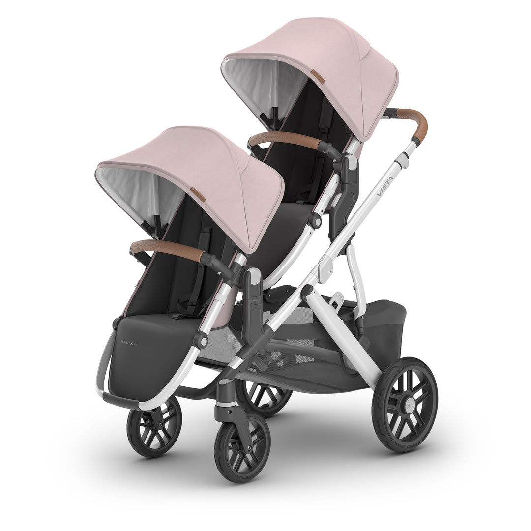 UPPAbaby Vista V2 double stroller in Alice with pink rumble seats