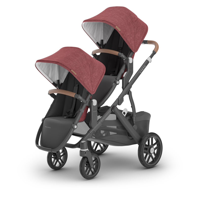 UPPAbaby Lucy Red Vista V2 stroller for twins with rumble seats for toddlers