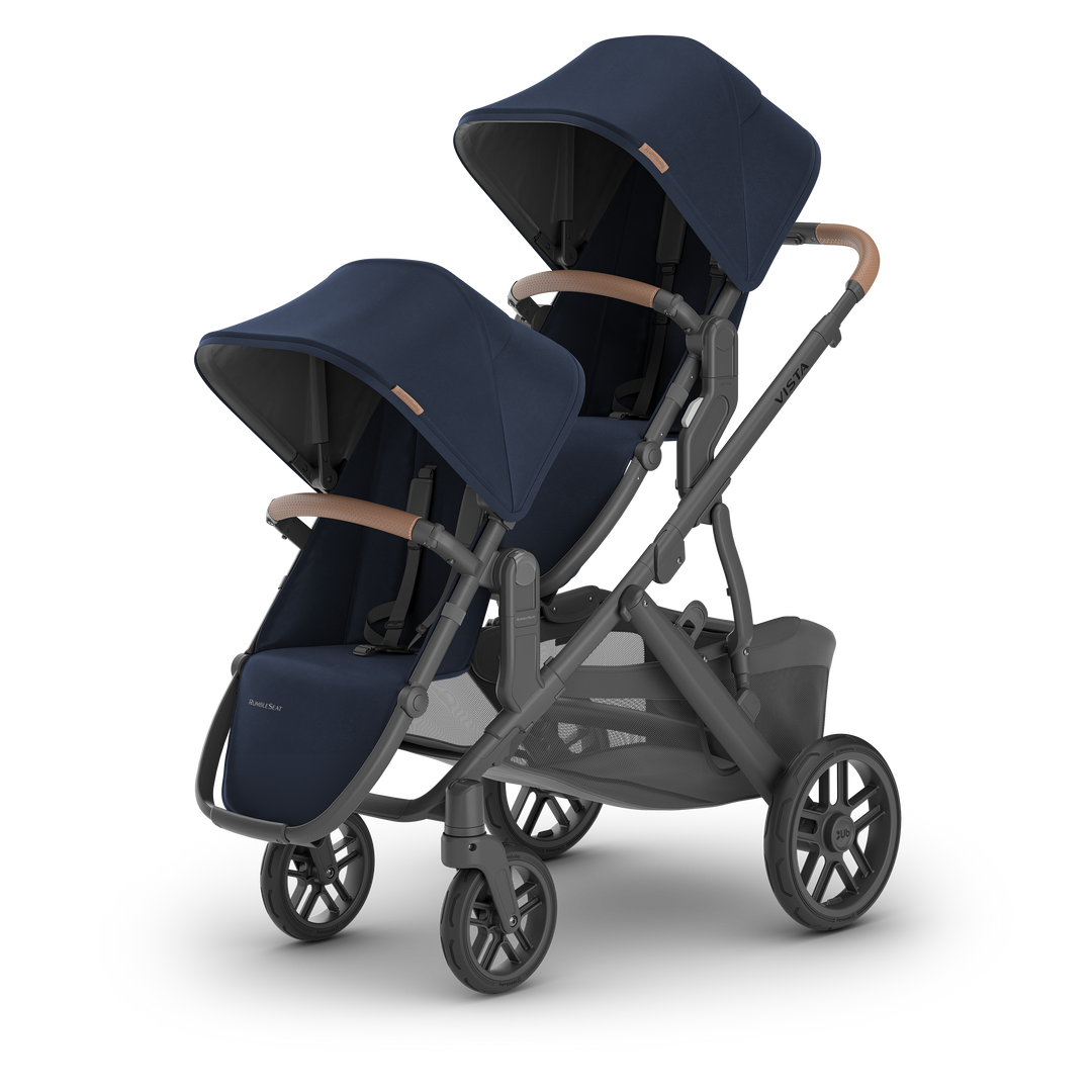 UPPA baby Noa Vista V2 stroller for twins with rumble seats in navy blue 