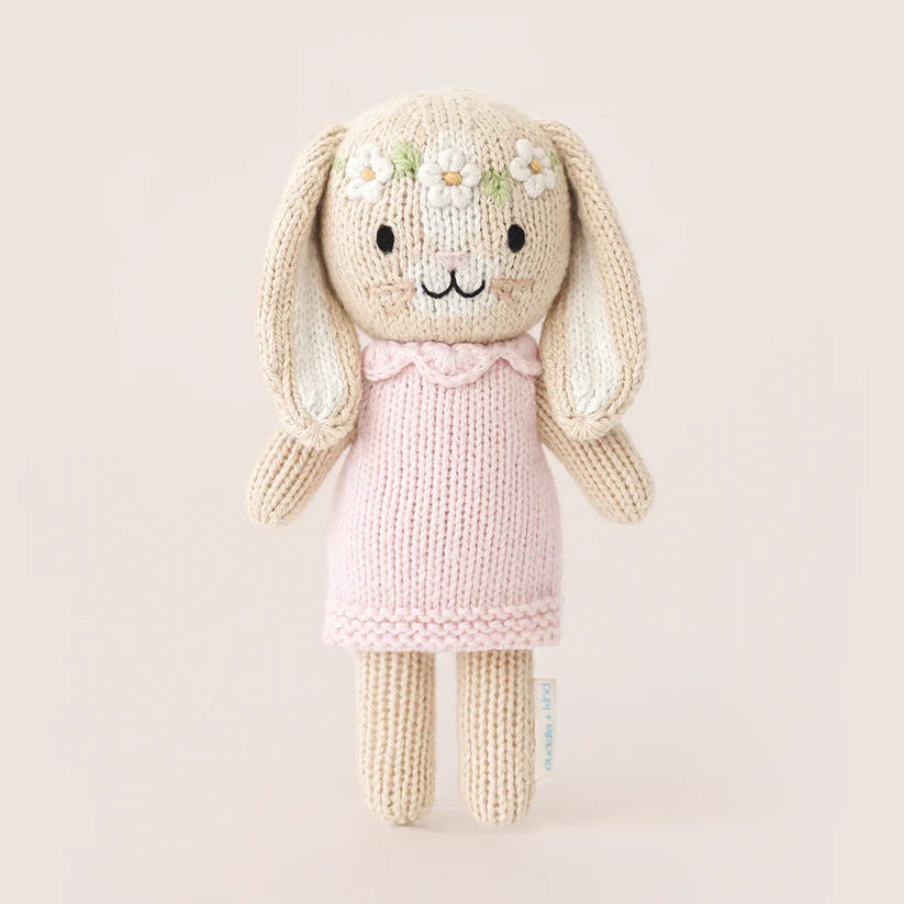 Perfectly huggable, Cuddle + Kind Tiny Animals Hannah the Bunny stuffed animal is ready for bedtime cuddles.