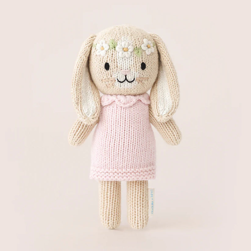 Perfectly huggable, Cuddle + Kind Tiny Animals Hannah the Bunny stuffed animal is ready for bedtime cuddles.