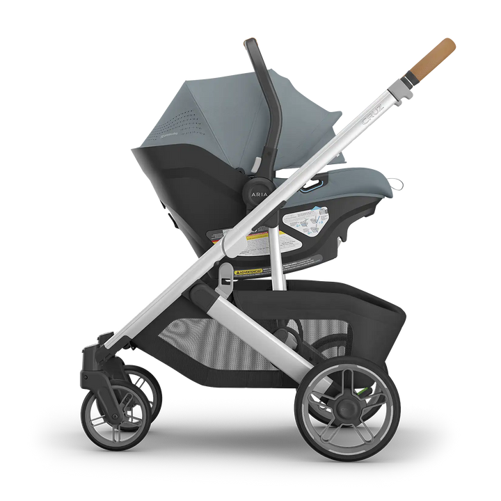 UPPAbaby Cruz V3 Callum with Aria V2 Callum side — best stone blue lightweight stroller travel system