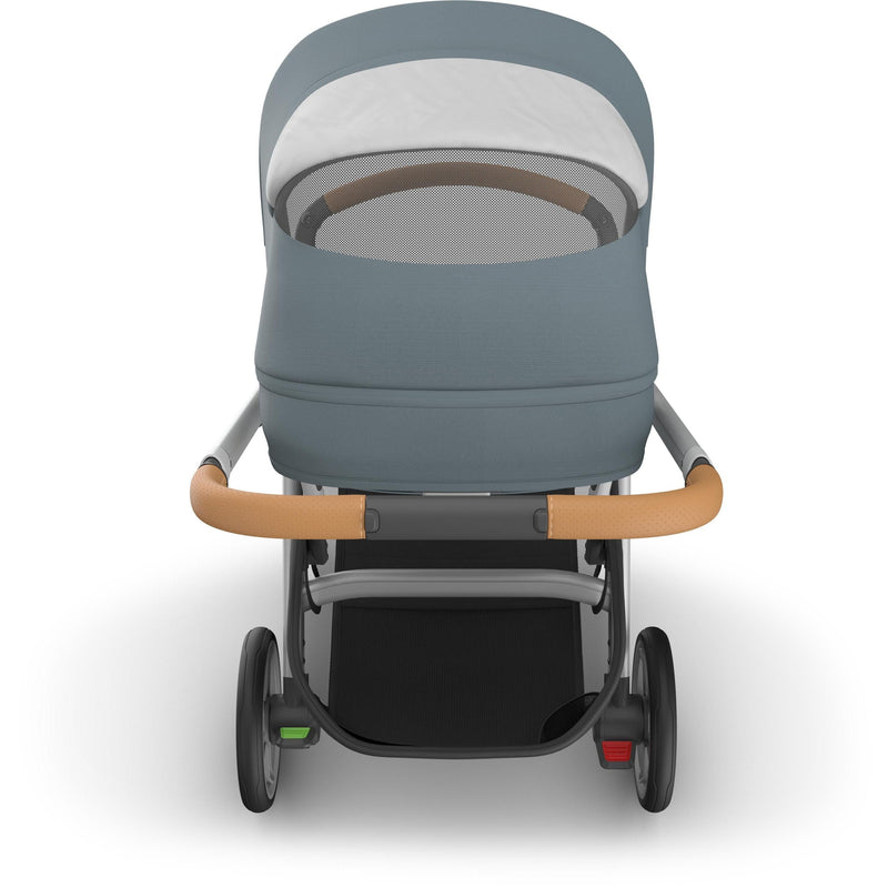 Top view of uppa baby  Cruz V3 Stroller Callum with peekaboo window, showing great suspension and smooth canopy curve