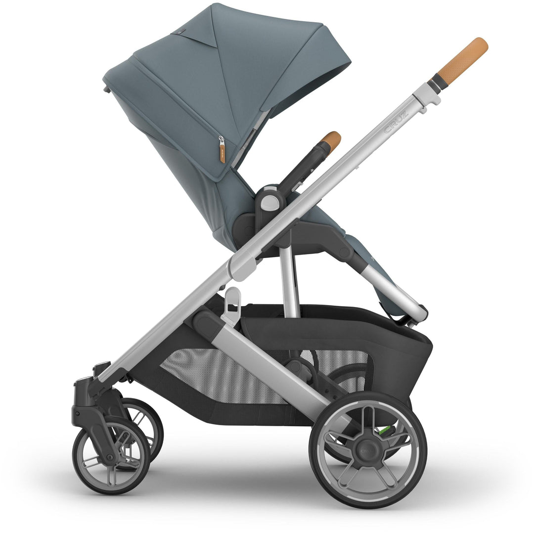 Profile reversed seat view of uppababy Cruz V3 Stroller in Callum, highlighting stroller travel system compatibility
