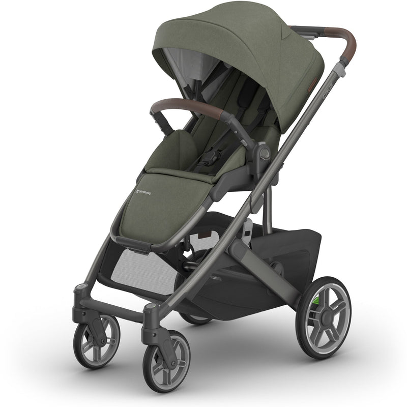 side left view of uppababy evelyn cruz v3 stroller that can be used from birth 