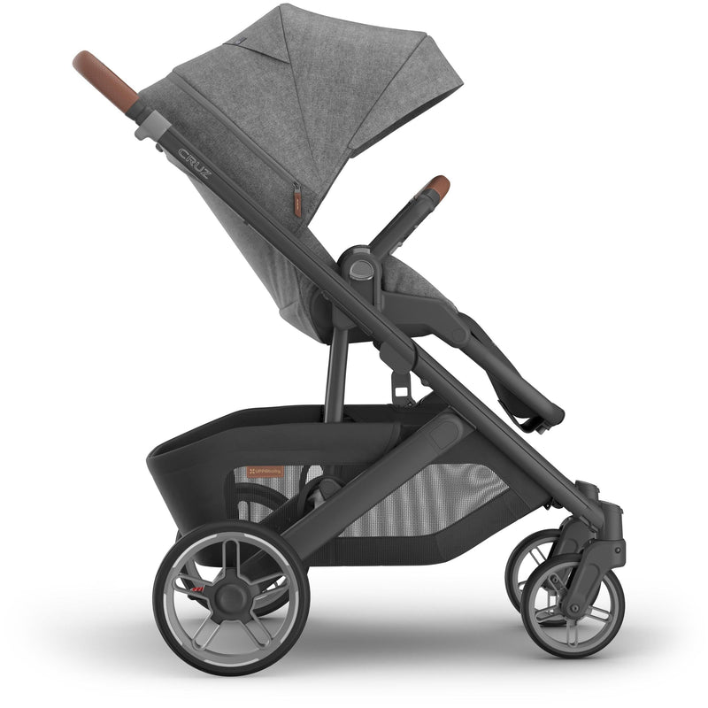 Right side profile of uppababy Cruz V3 Stroller Greyson, showcasing travel system stroller versatility and modern design