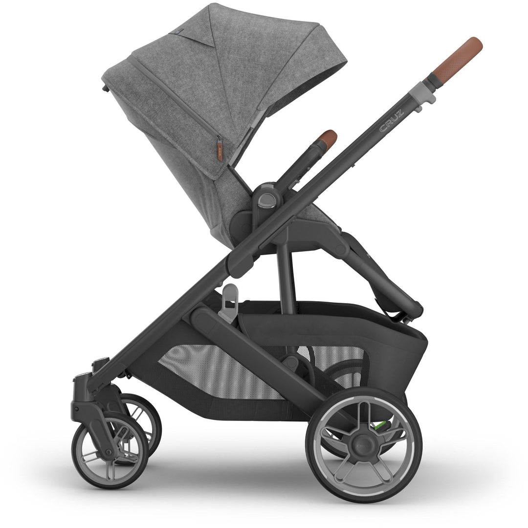 Reversed seat profile of Uppababy Cruz V3 Stroller Greyson, ideal single to double stroller option for flexible use