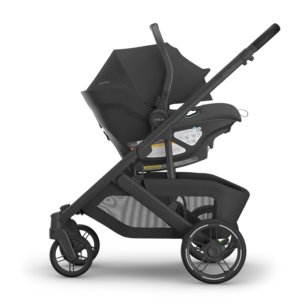 UPPAbaby Cruz V3 Jake with Aria V2 Jake side — best black compact stroller and infant car seat bundle