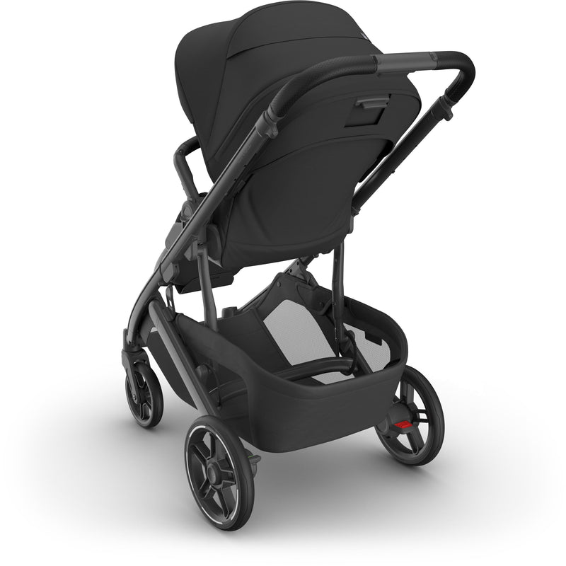 Back profile of Uppababy stroller cruz v3 in Jake color, highlighting modular stroller frame and durable construction