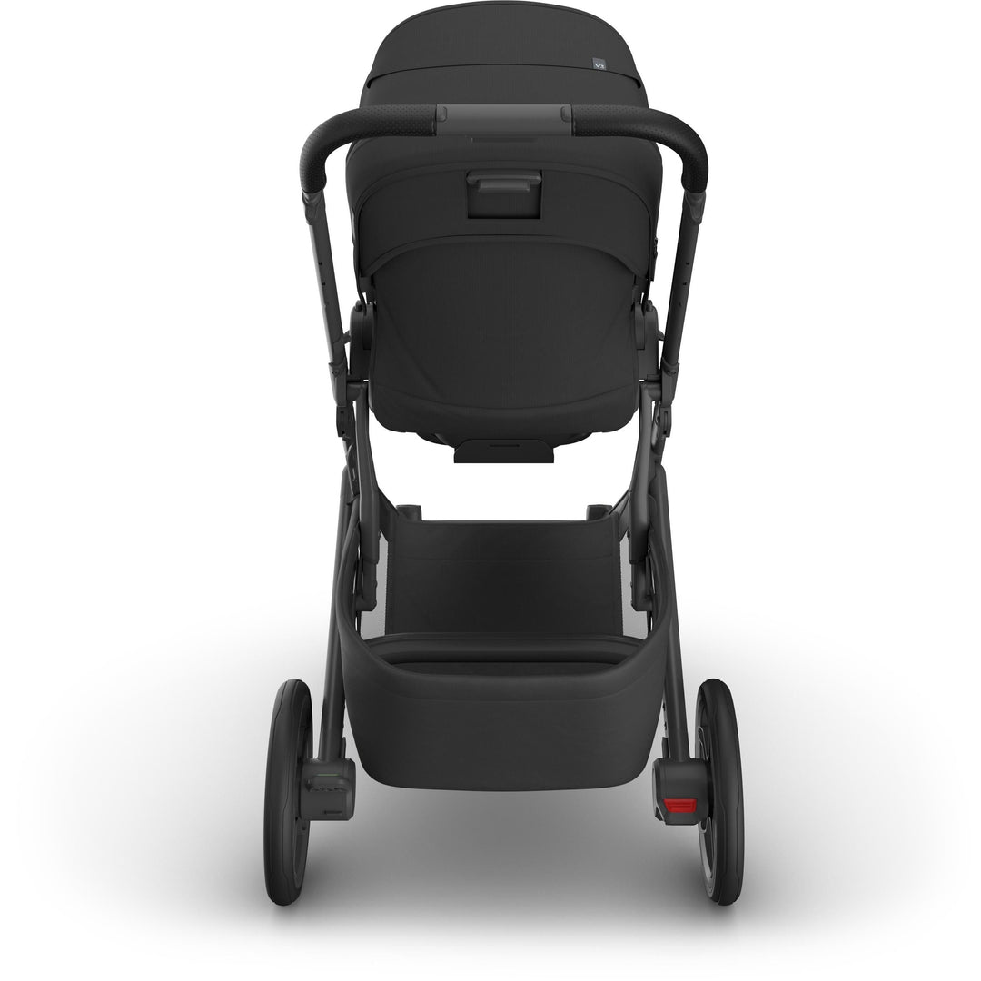 Rear view of uppababy Cruz V3 Stroller Jake, emphasizing safest stroller design with sturdy frame and comfort features
