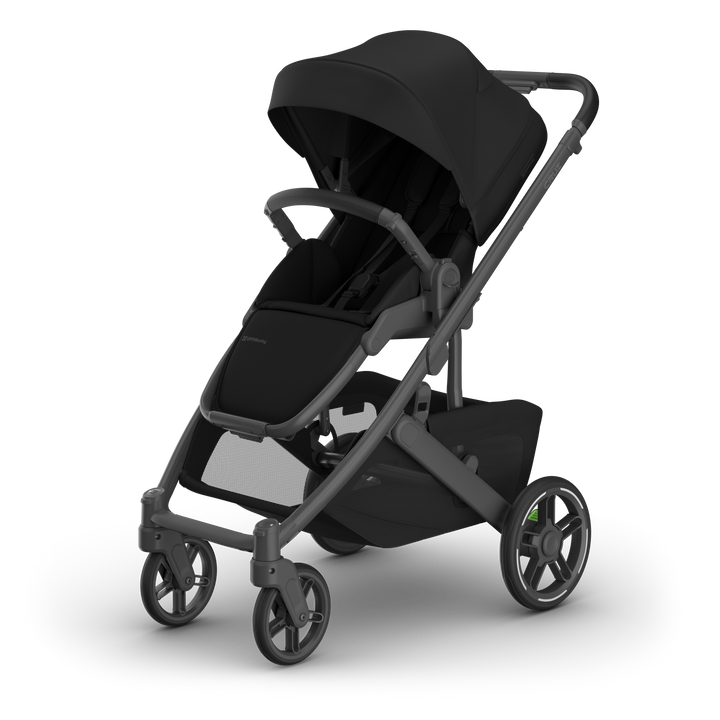 UPPAbaby Cruz V3 James Black hero — best all-black compact city stroller carbon frame black leather