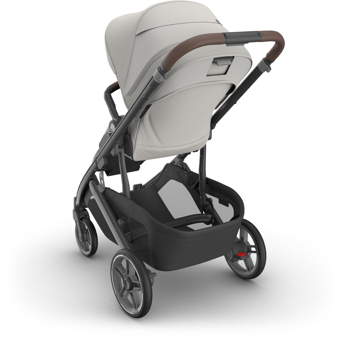Rear profile of uppababy Cruz V3 Stroller in Savannah, highlighting modular stroller frame and modern craftsmanship