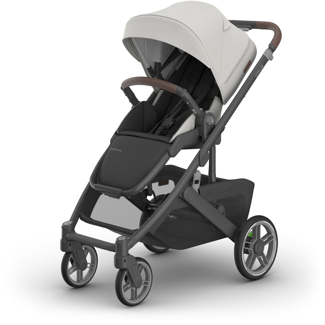 Warm Savannah finish on Uppababy Cruz V3 Stroller shown in 3Q left hero view, featuring premium fabrics and elegant baby stroller design