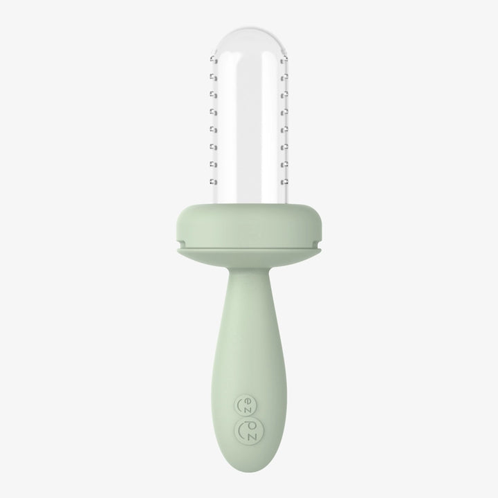 EZPZ Baby-Ledª Gumline Feeder in Sage, a soft silicone baby feeder designed for safe early self-feeding