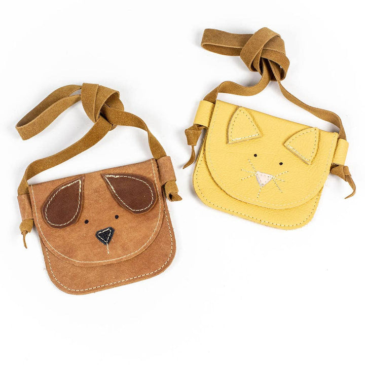 Starry Knight Design Brown Doggie Critter Leather Purse for kids