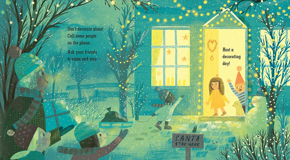 Warm yellow window glowing in the dark, Penguin Random House Pick A Pine Tree, seasonal gift book for toddlers