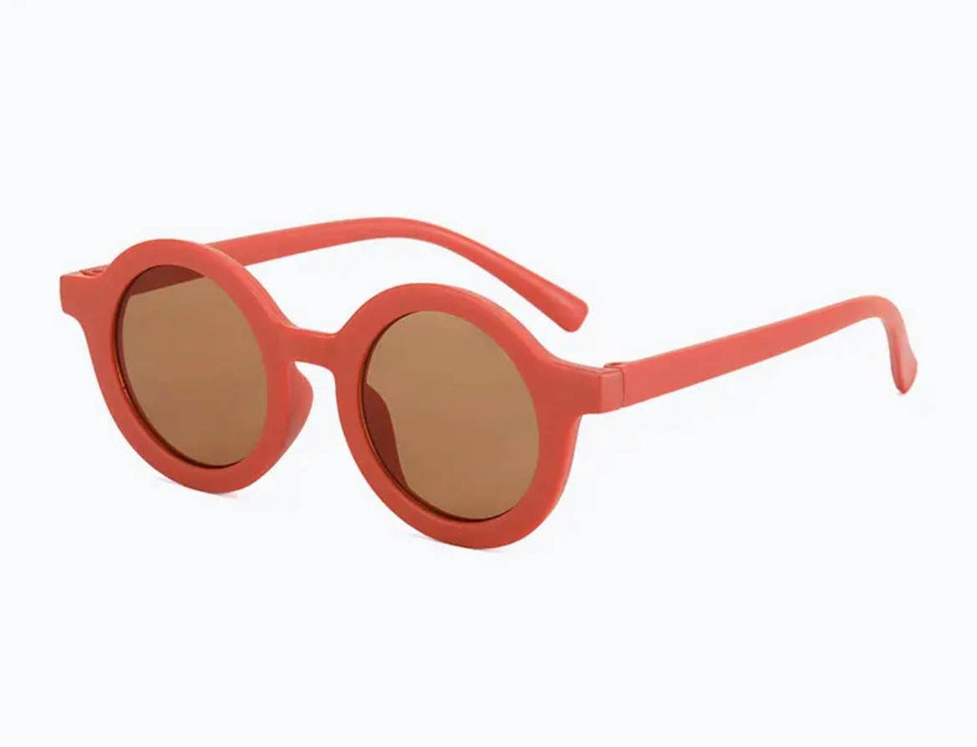 red retro boho babe sunnies with 400 uv protection perfect for taking baby on vacation 