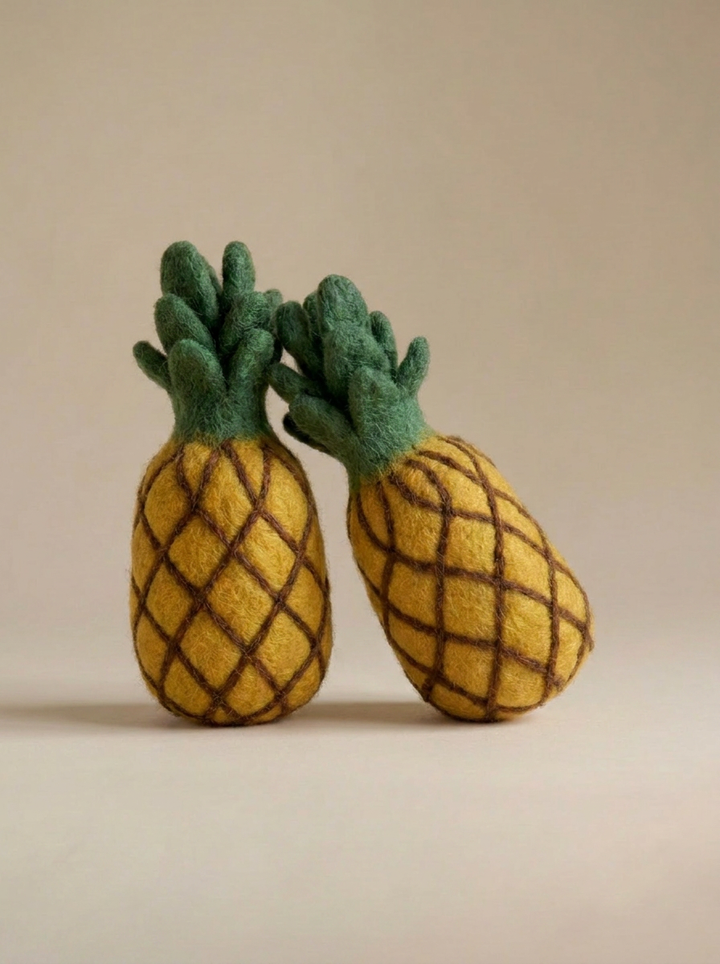 Kaddu Felt Pineapple Fruit Play Food, handmade wool centerpiece toy