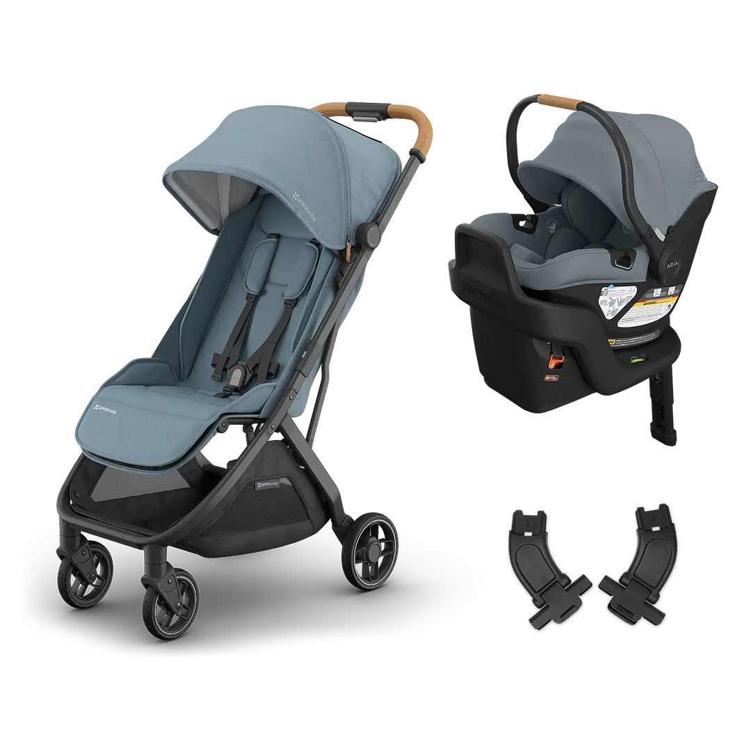 green car seat and stroller combo Uppababy MINU V3 Stroller + Aria V2 Travel System – Hazel & Fawn