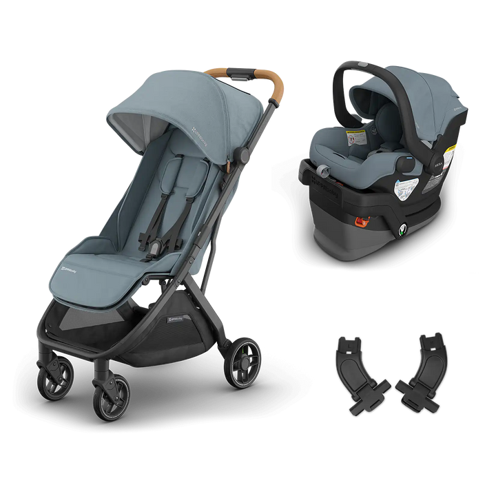 minu v3 in dillan and mesa v3 in callum blue with adapters UPPAbaby