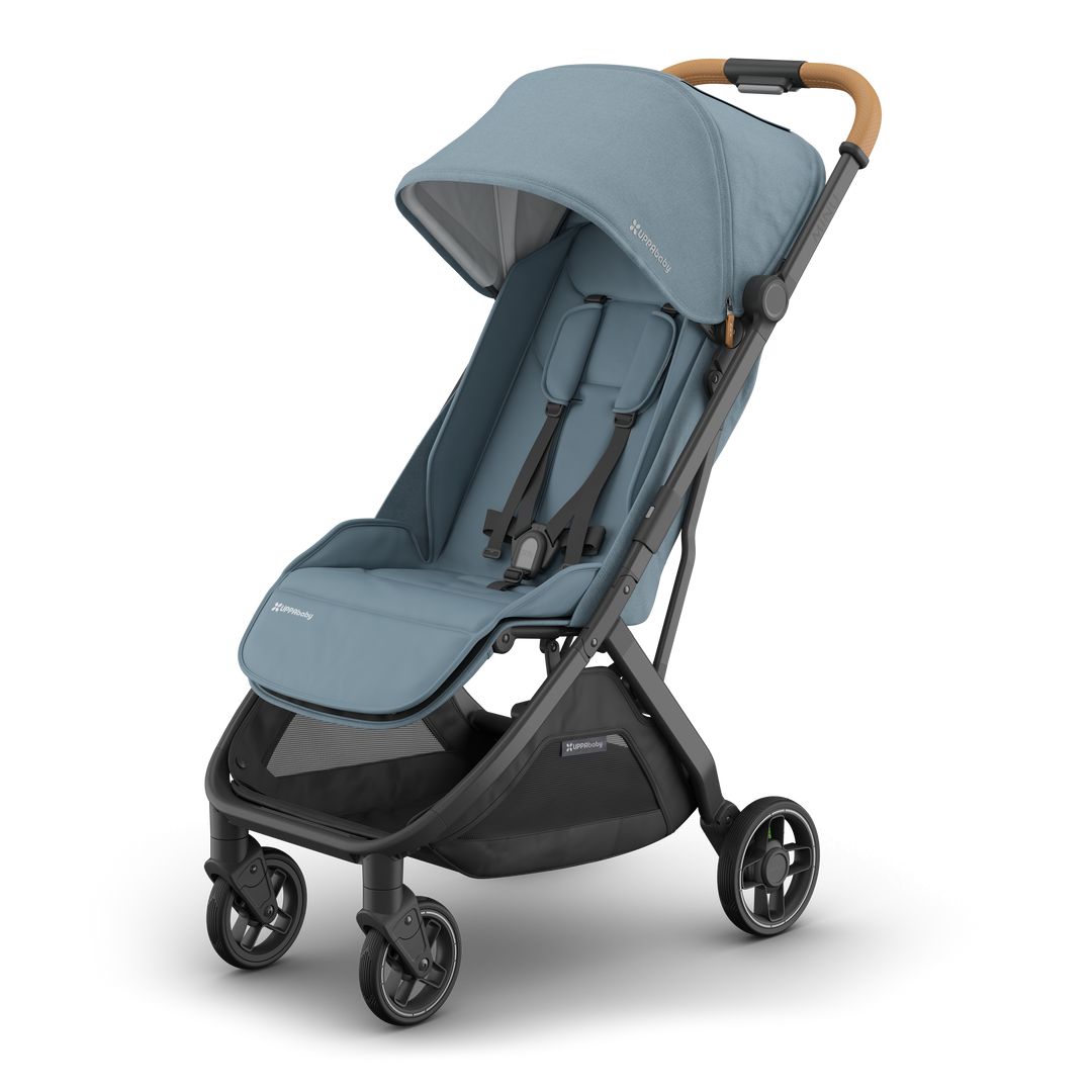 UPPAbaby Minu V3 Dillan stroller, left-side hero shot. A top choice for parents needing a lightweight and stylish option.