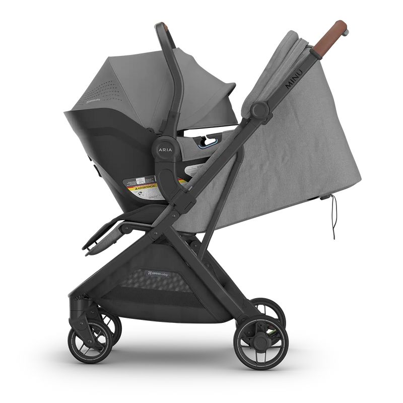 uppa baby minu v3 with aria v2 infant car seat attached single stroller greyson