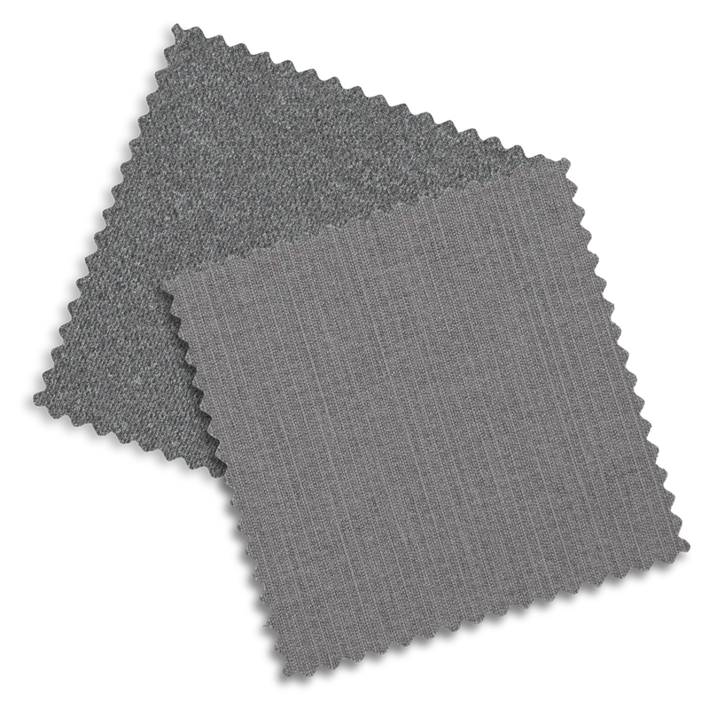 fabric swatch of minu v3 and aria v2 greyson grey