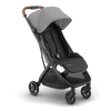 Umbrella stroller UPPAbaby Minu V3 Greyson, three-quarter right view, compact and lightweight.