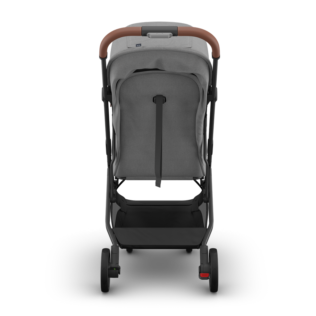 Travel stroller UPPAbaby Minu V3 Greyson, shown from back, durable and comfortable.