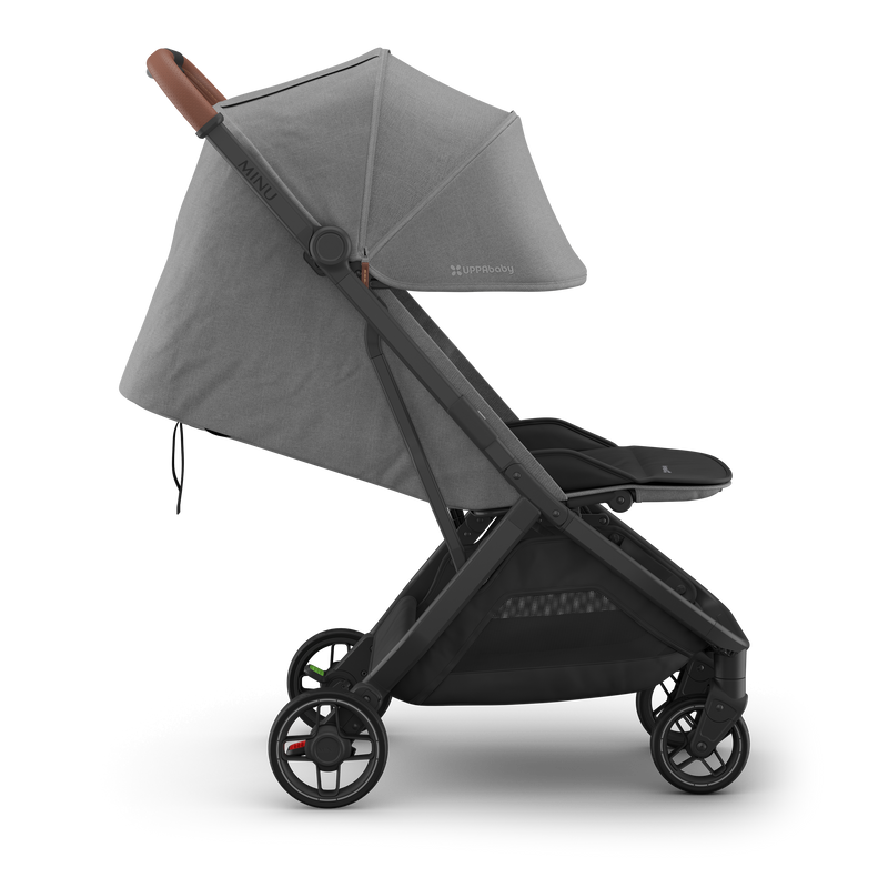 Toddler stroller UPPAbaby Minu V3 Greyson, side-right view with features for extra comfort.