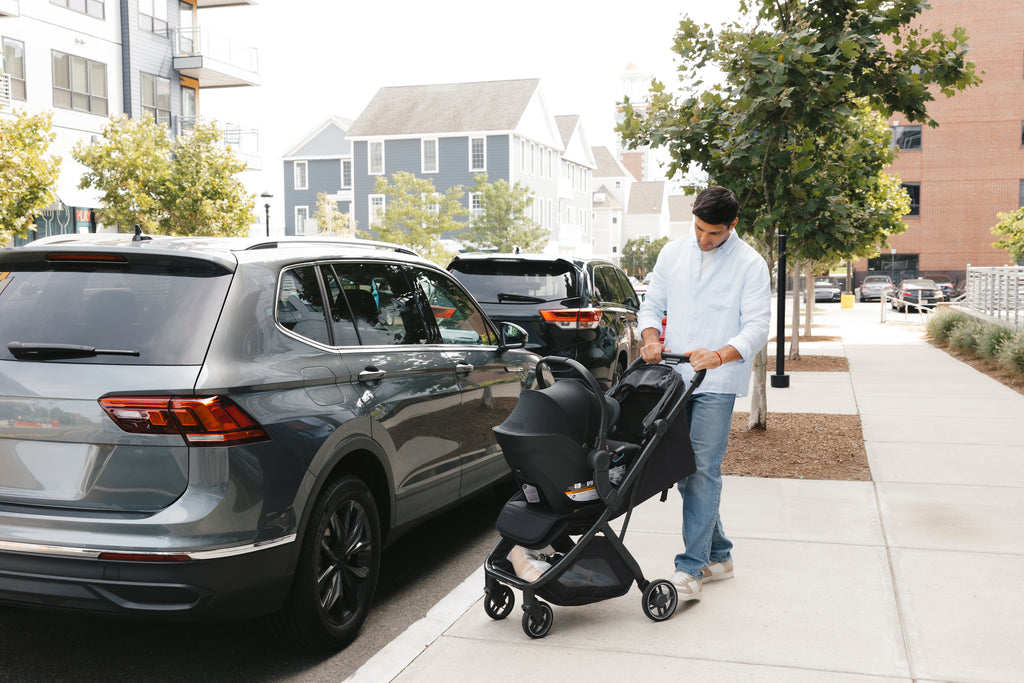 Best stroller UPPAbaby Minu V3 Jake, side-right view, designed for easy folds and storage.