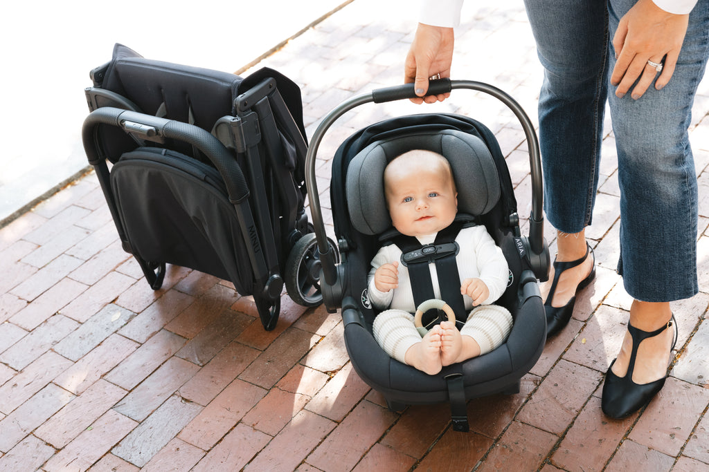 Best travel stroller UPPAbaby Minu V3 Jake, compact fold and easy storage for on-the-go.