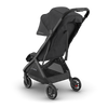 Best stroller UPPAbaby Minu V3 Jake, rear three-quarter view with sunshade for sun protection.