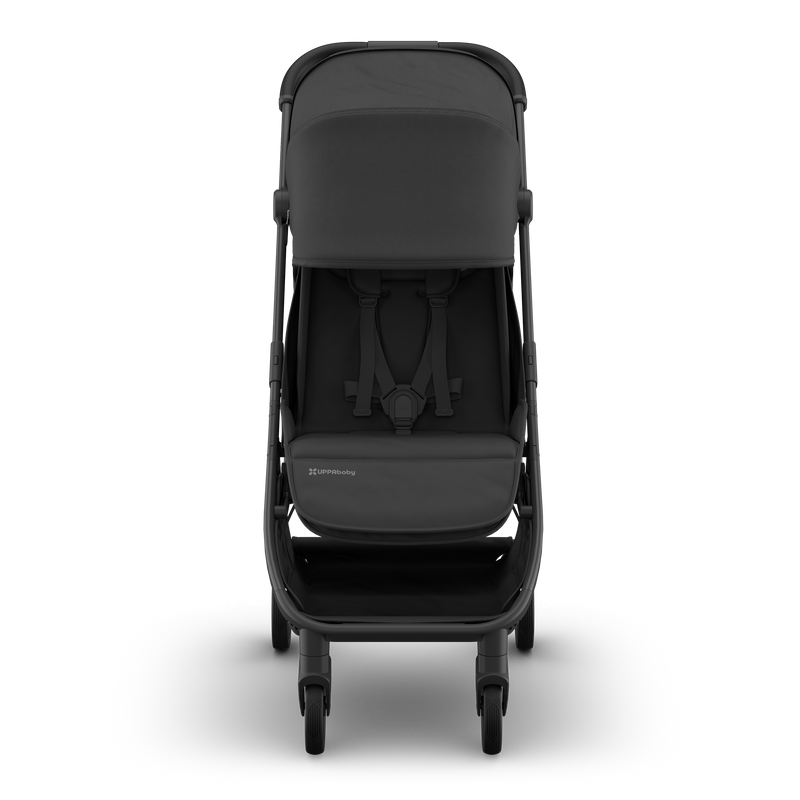 Jake UPPAbaby Minu V3, designed for parents who need a travel-friendly, compact stroller.