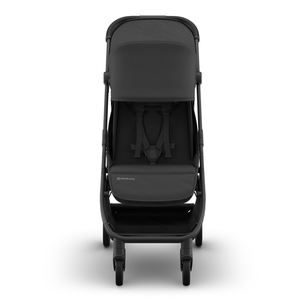 Jake UPPAbaby Minu V3, designed for parents who need a travel-friendly, compact stroller.