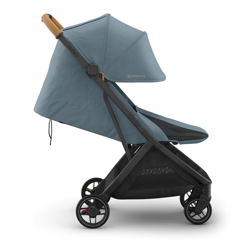 Side left view of UPPAbaby Minu V3 Dillan, showcasing the best stroller for easy travel.