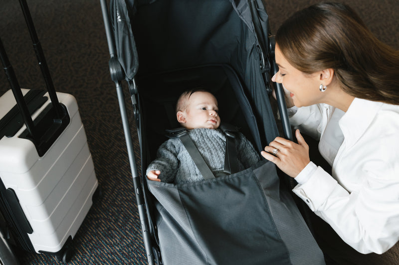 Travel with ease using UPPAbaby Minu V3 Jake Ð ideal lightweight stroller seen at the airport.