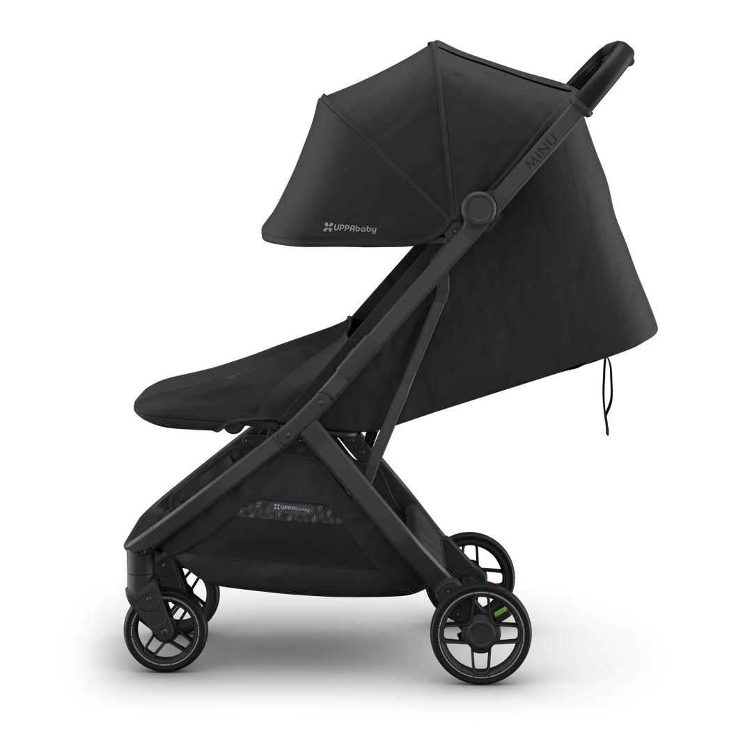 Side left view of UPPAbaby Minu V3 Jake Ð a lightweight stroller with versatile features.